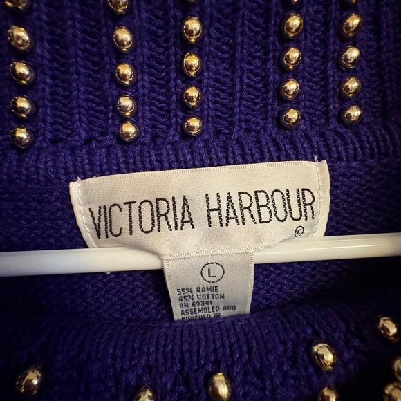 Vintage Purple Beaded Women's Sweater - Picture 3 of 3